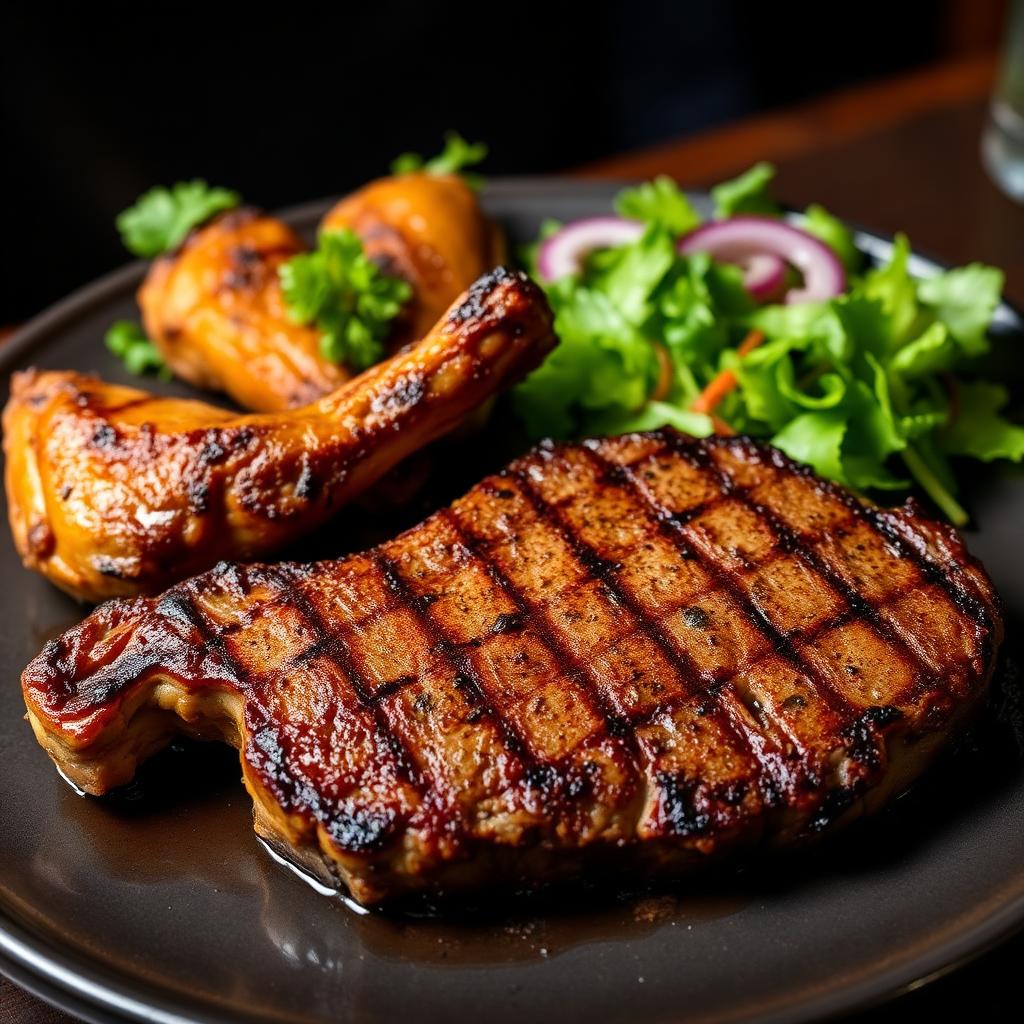 T-Bone with Wings & Salad